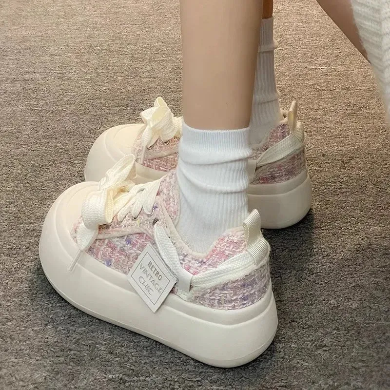 binfenxie  -  Design Platform Shoes for Women Fashion Pink Niche Low-top Skateboard Shoes Casual Versatile Korean Style Female Shoes