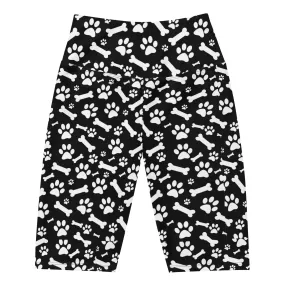 Black and White Paws Biker Shorts