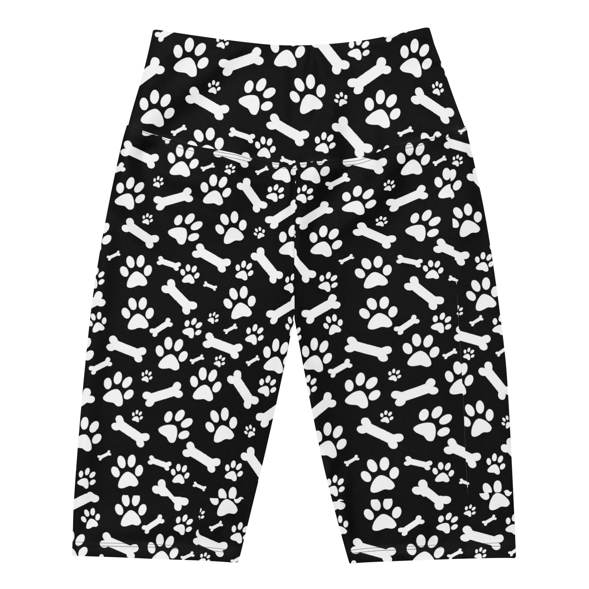 Black and White Paws Biker Shorts