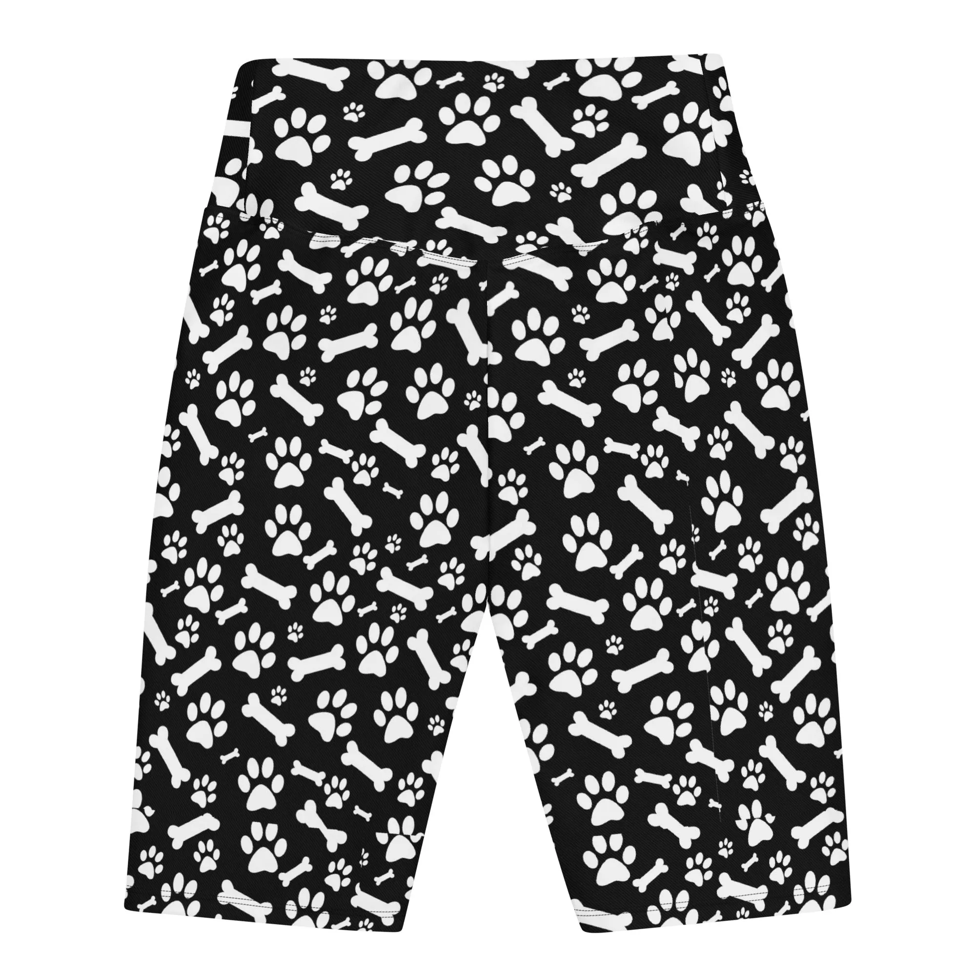 Black and White Paws Biker Shorts