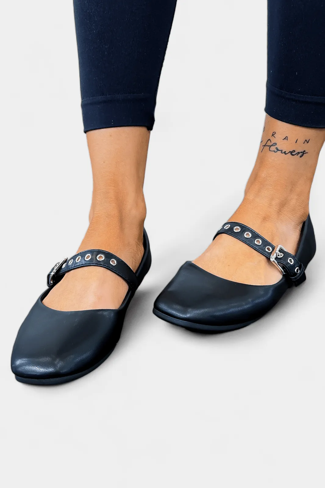 Black Grommet Ballet Flats