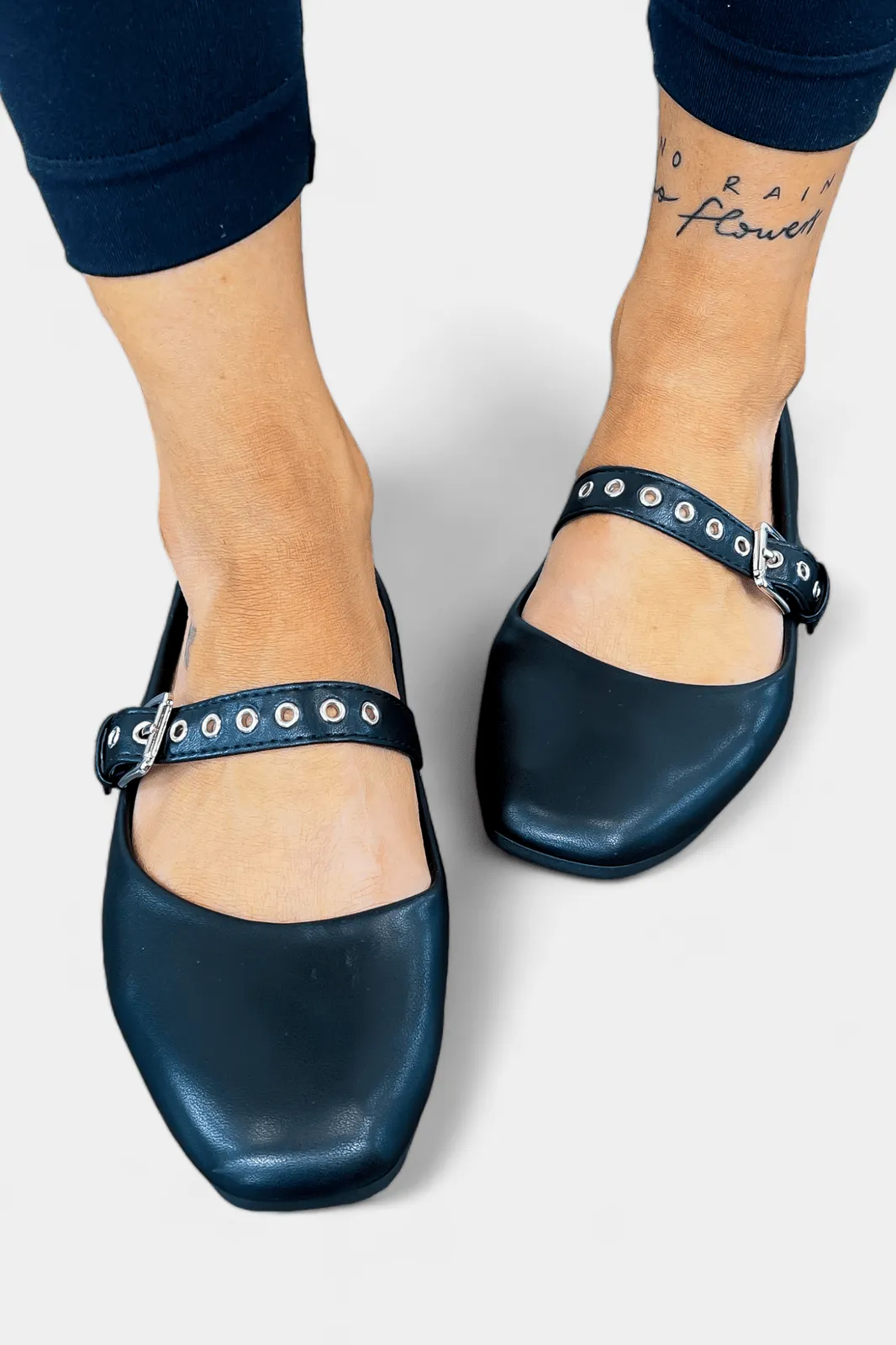 Black Grommet Ballet Flats