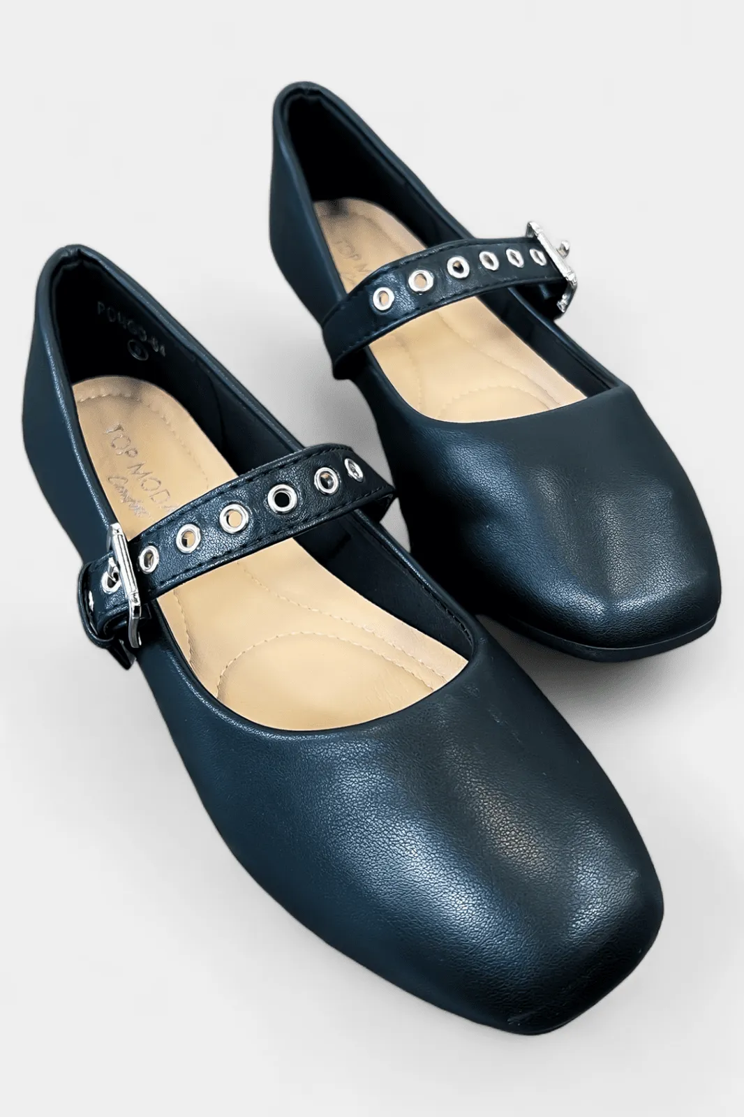 Black Grommet Ballet Flats