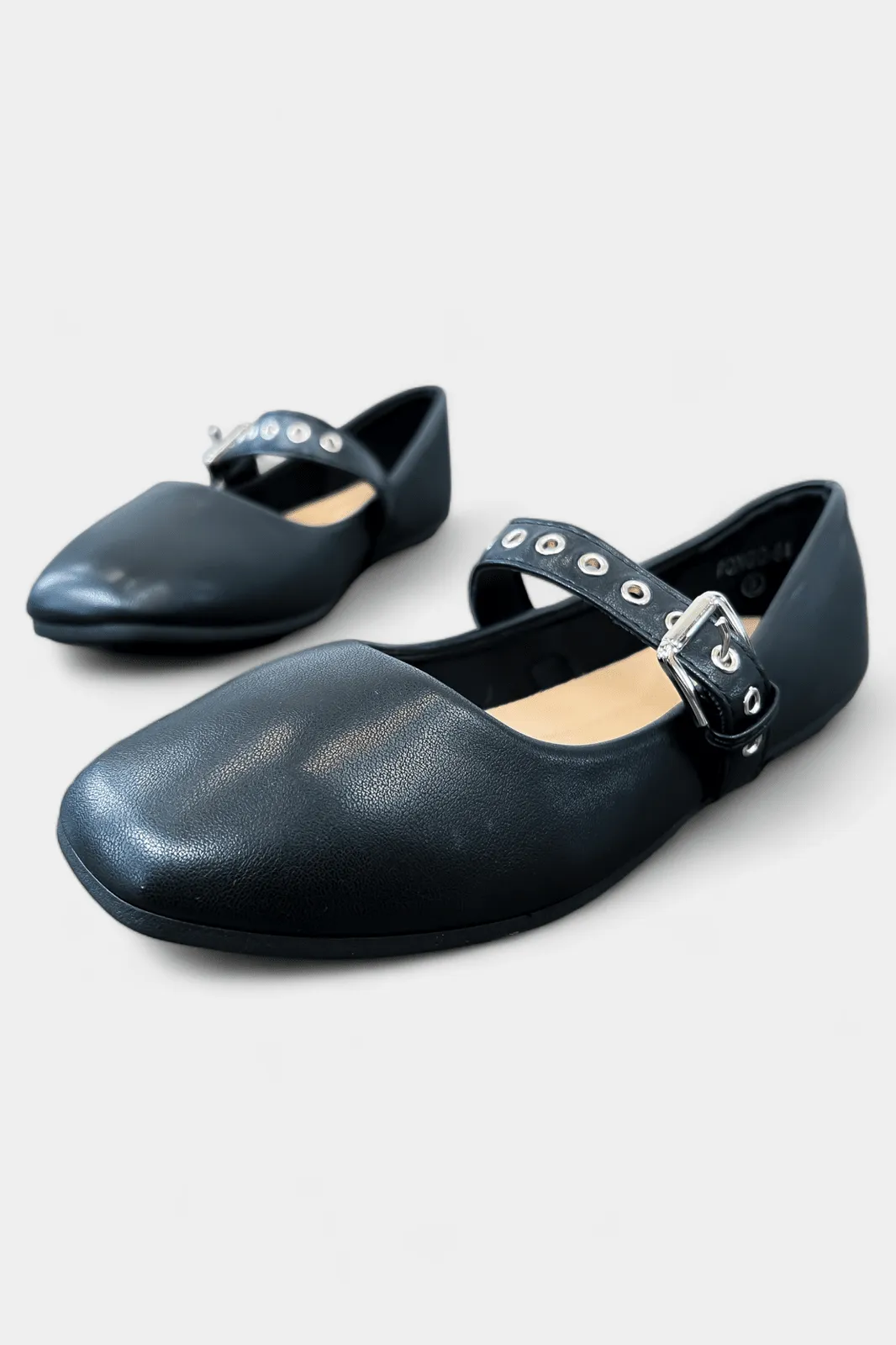 Black Grommet Ballet Flats