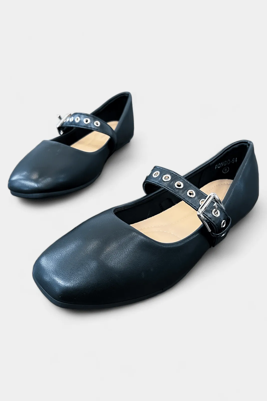 Black Grommet Ballet Flats