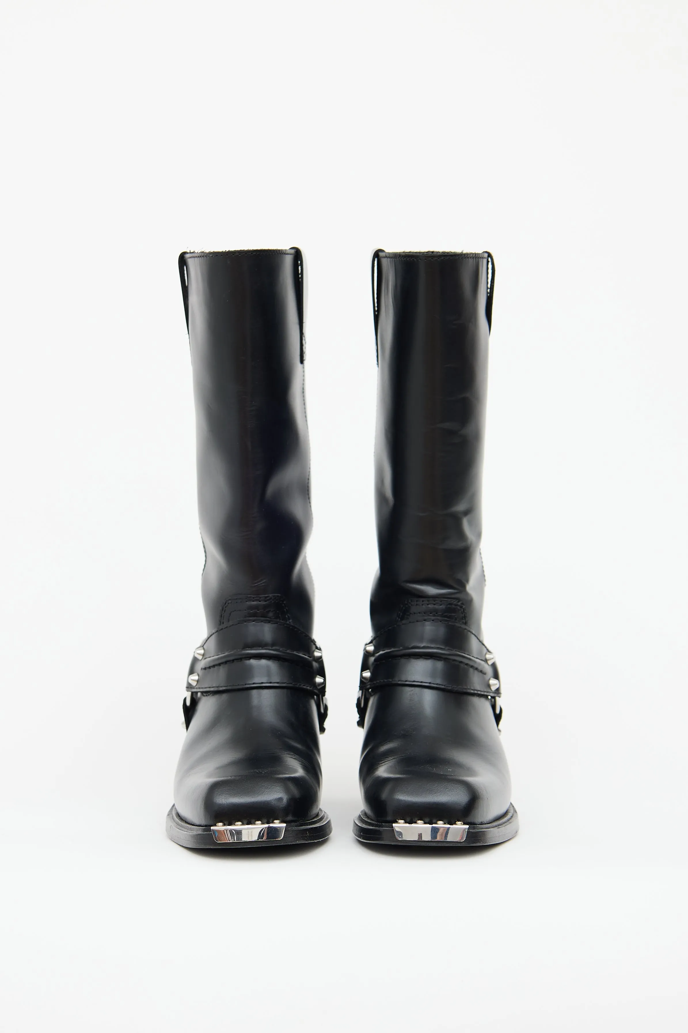 Black Leather Biker Boot