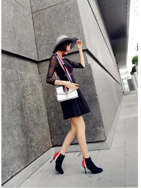 Color matching pointed high heel Martin boots