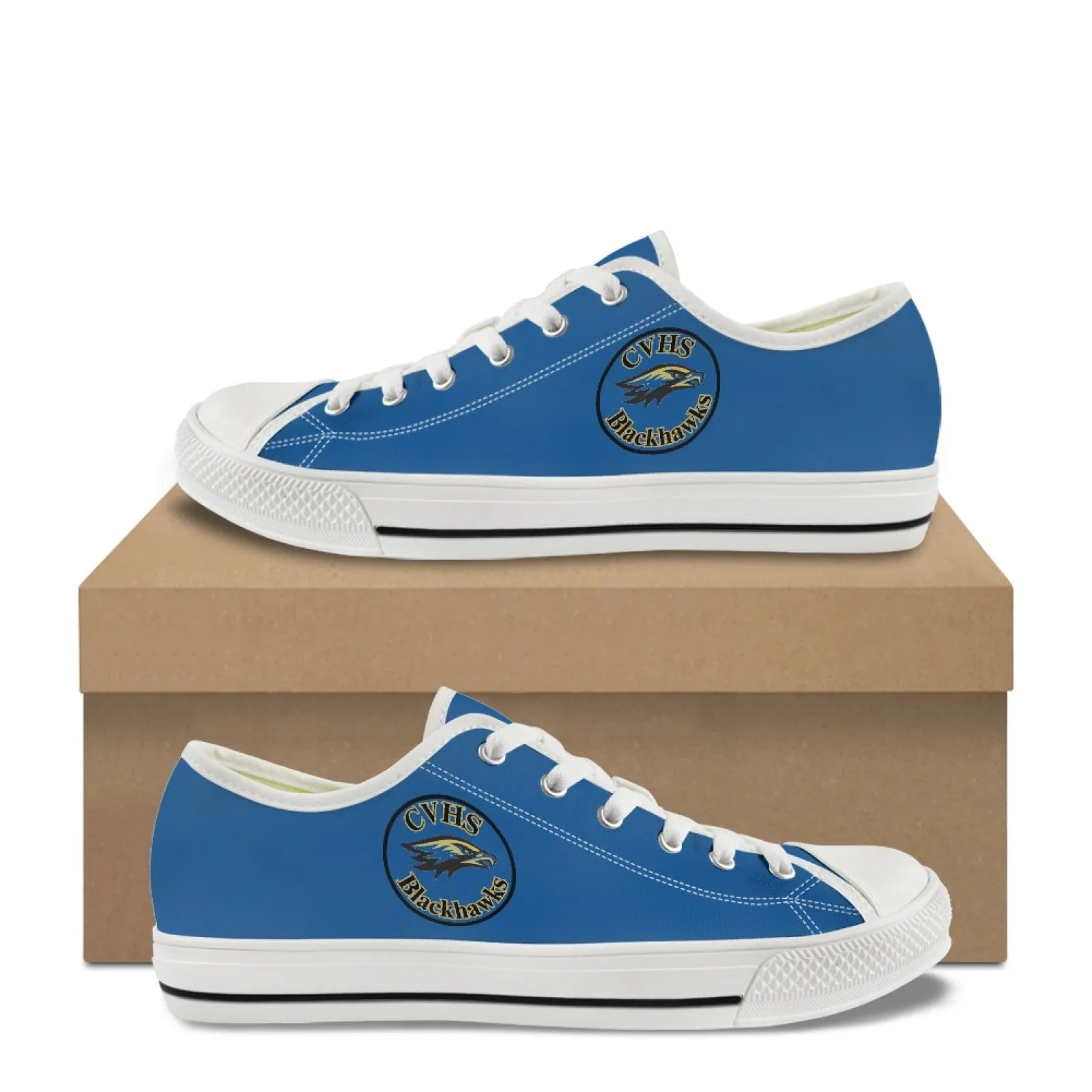 CVHS Blackhawk Circle Logo LA Blue & Gray Low Top Canvas Shoes