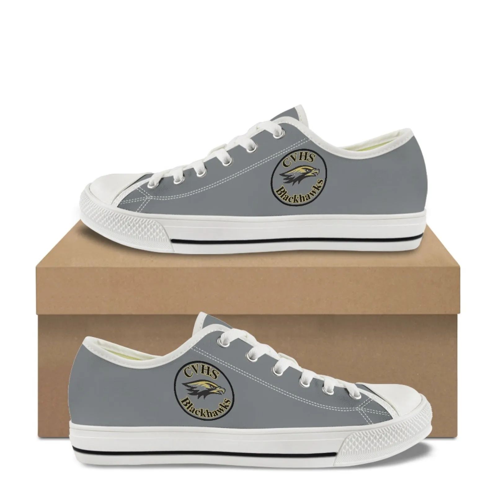 CVHS Blackhawk Circle Logo LA Blue & Gray Low Top Canvas Shoes