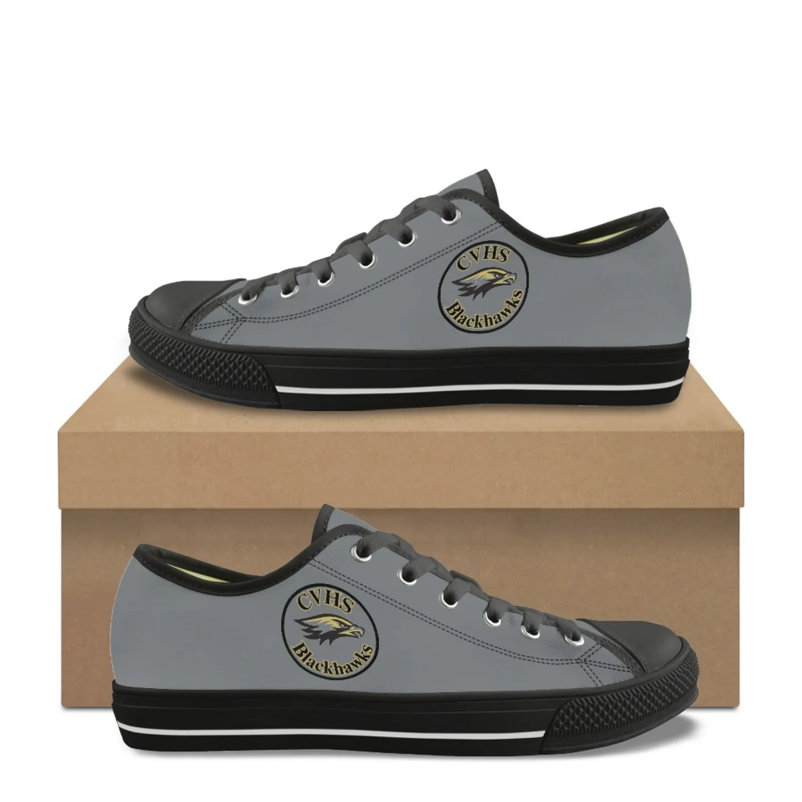 CVHS Blackhawk Circle Logo LA Blue & Gray Low Top Canvas Shoes