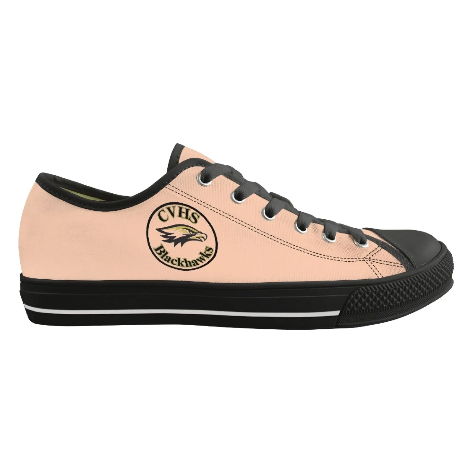 CVHS Blackhawk Circle Logo Pink & Orange Low Top Canvas Shoes