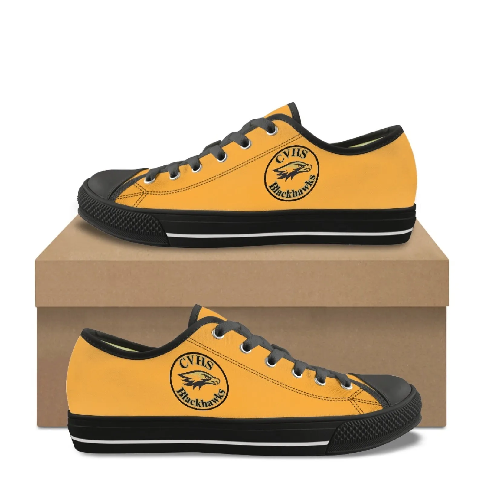 CVHS Blackhawk Circle Logo Pink & Orange Low Top Canvas Shoes