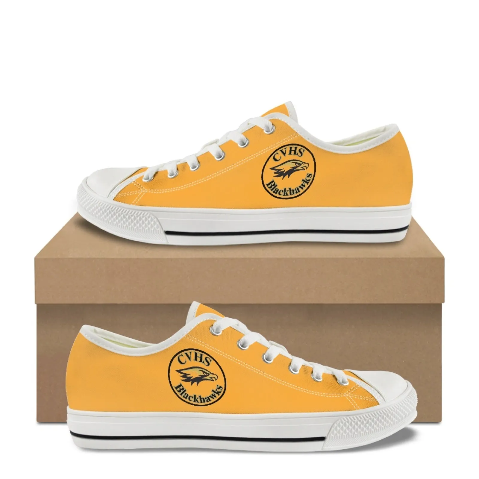 CVHS Blackhawk Circle Logo Pink & Orange Low Top Canvas Shoes