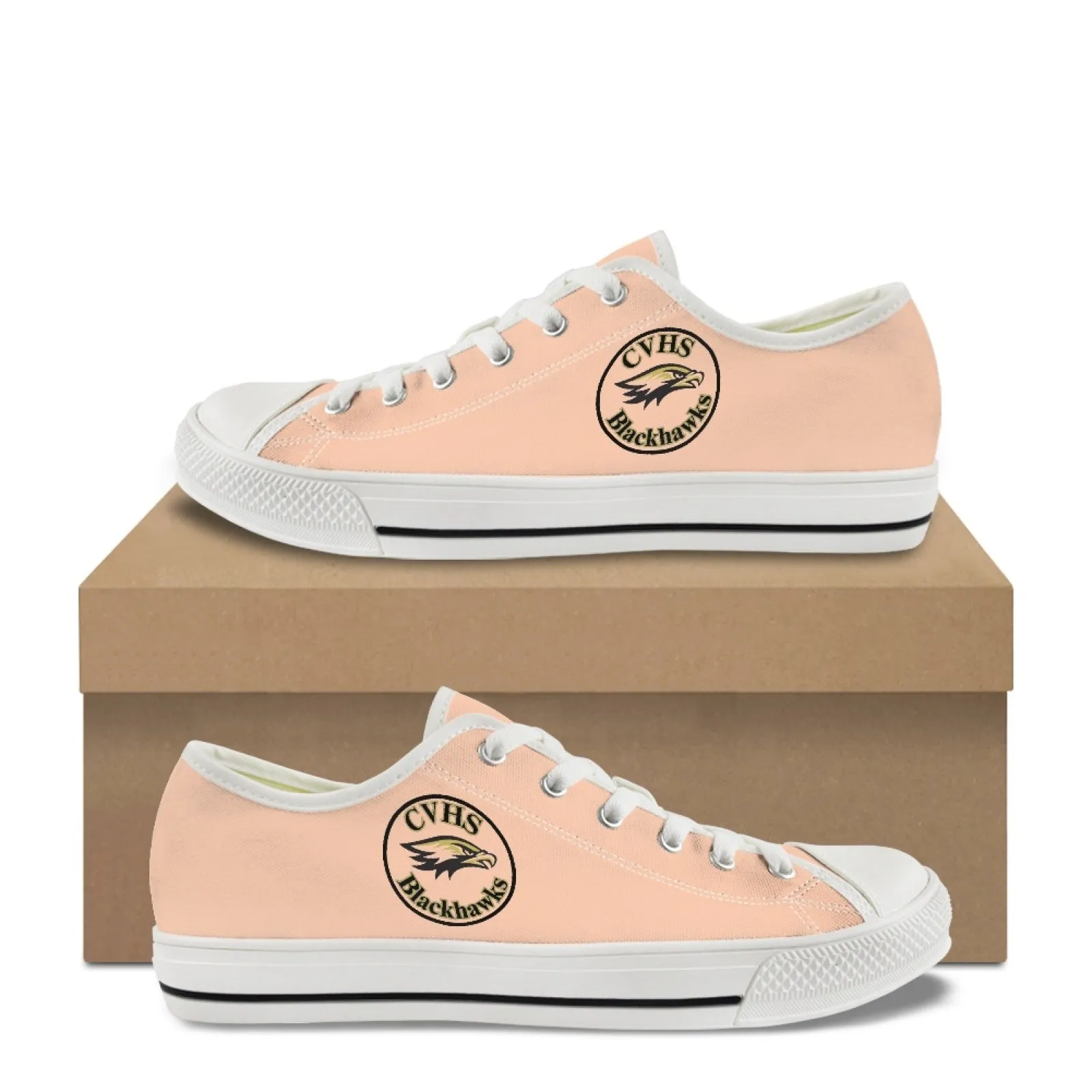 CVHS Blackhawk Circle Logo Pink & Orange Low Top Canvas Shoes
