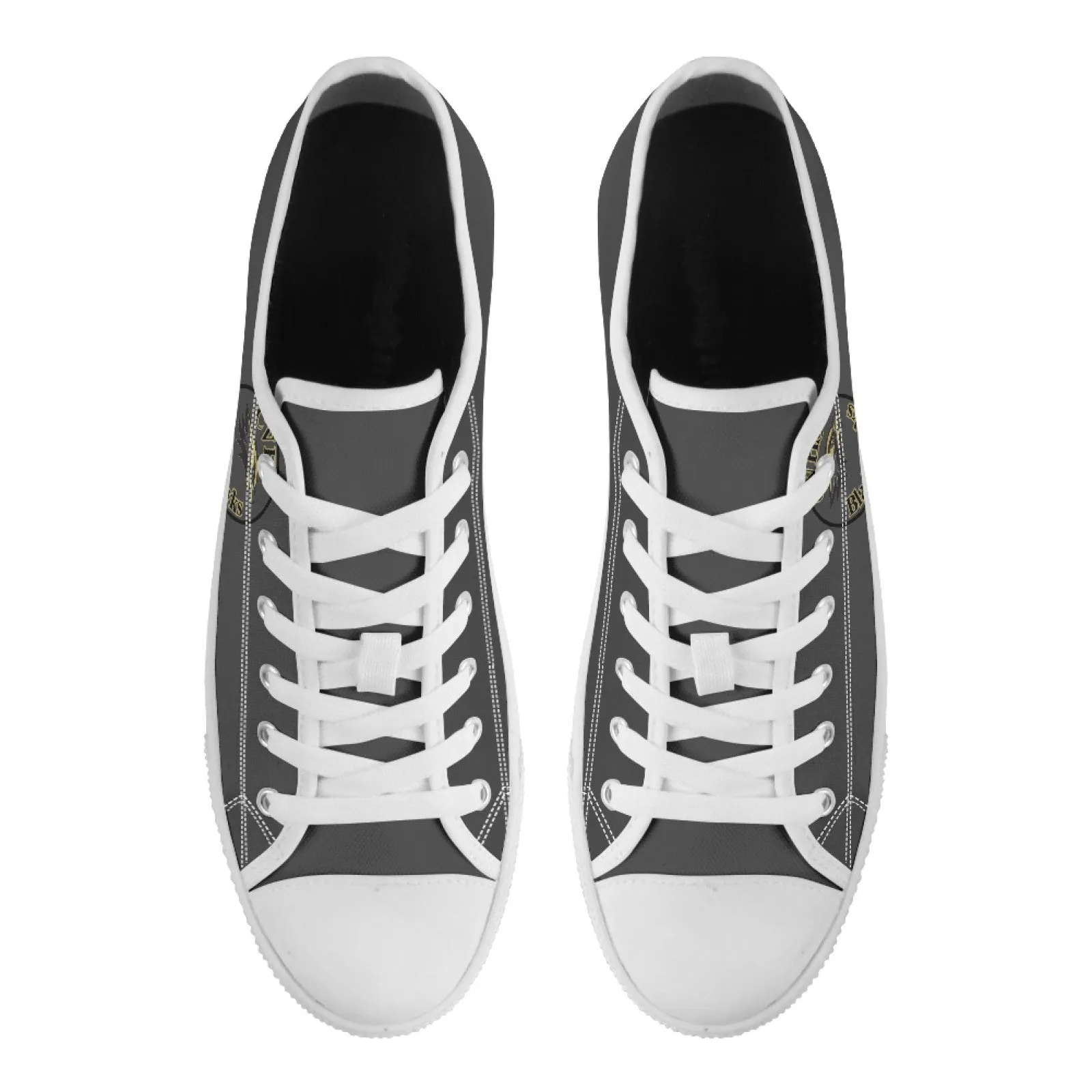 CVHS Blackhawk Circle Logo White & Charcoal Gray Low Top Canvas Shoes