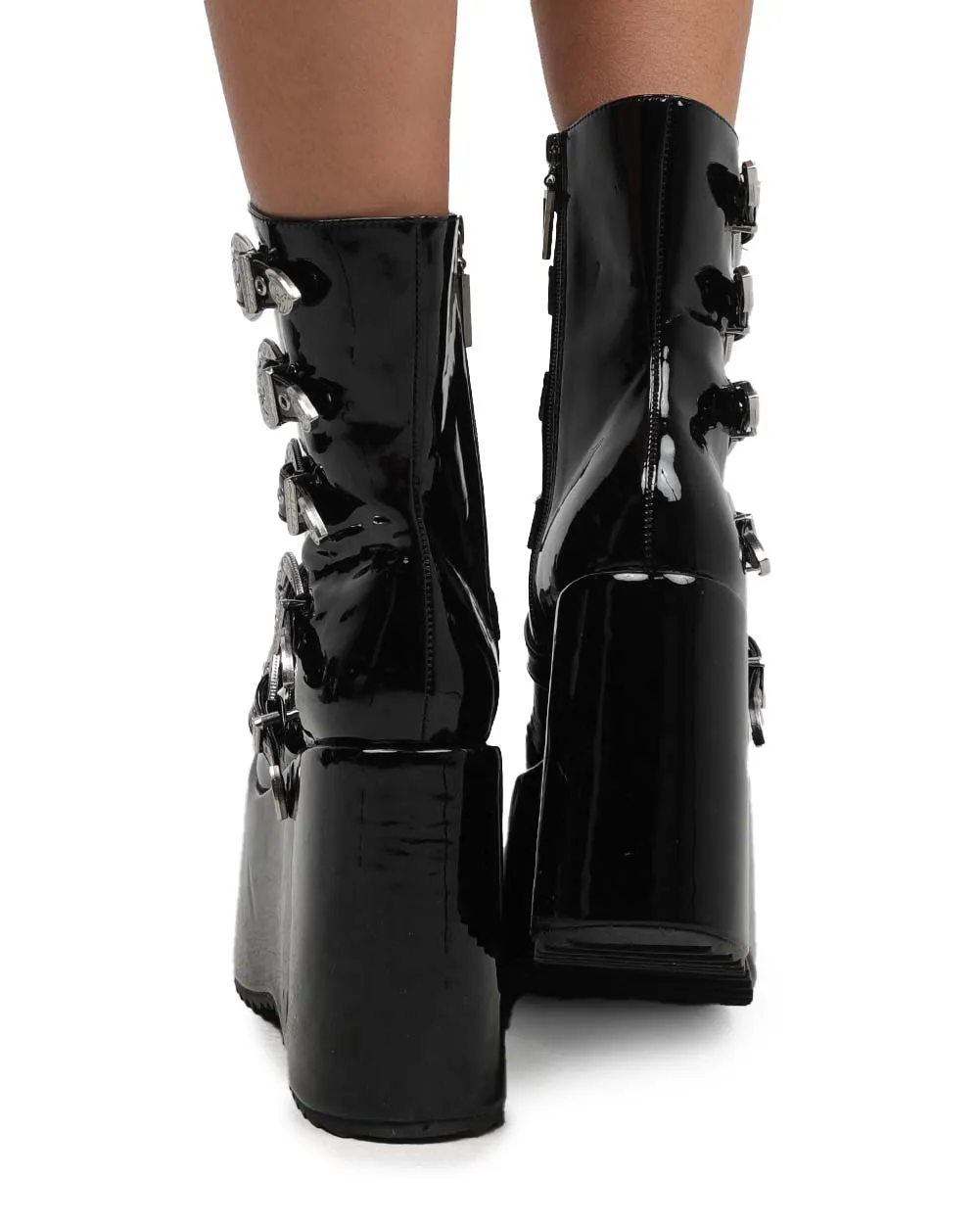 Dark Side Buckle Platform Boots