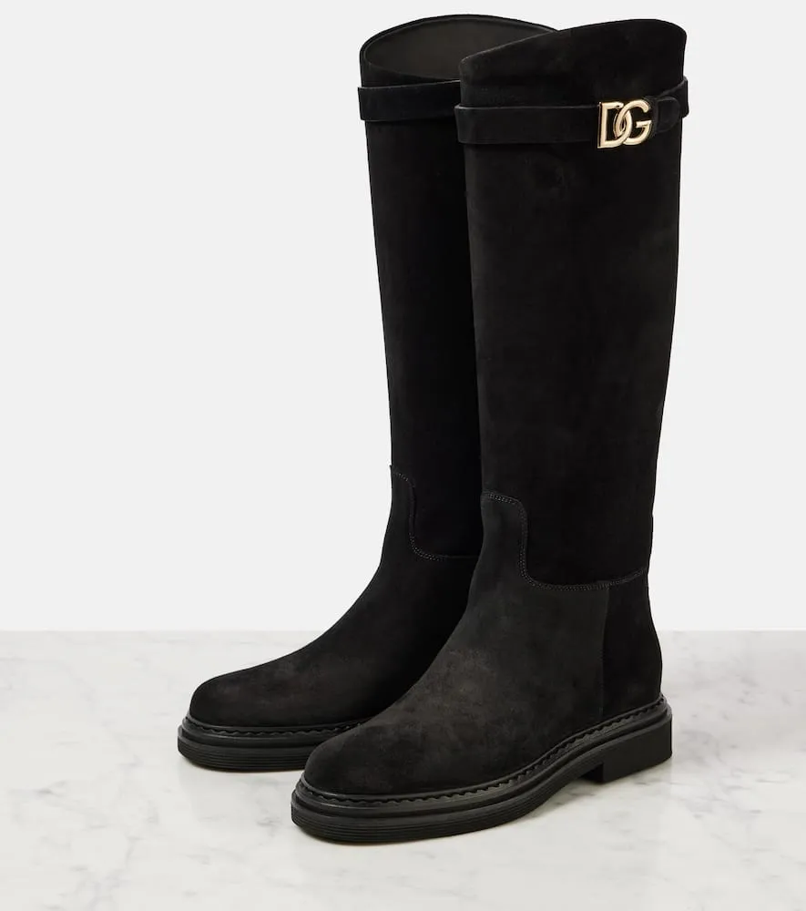 Dolce&Gabbana Logo suede knee-high boots