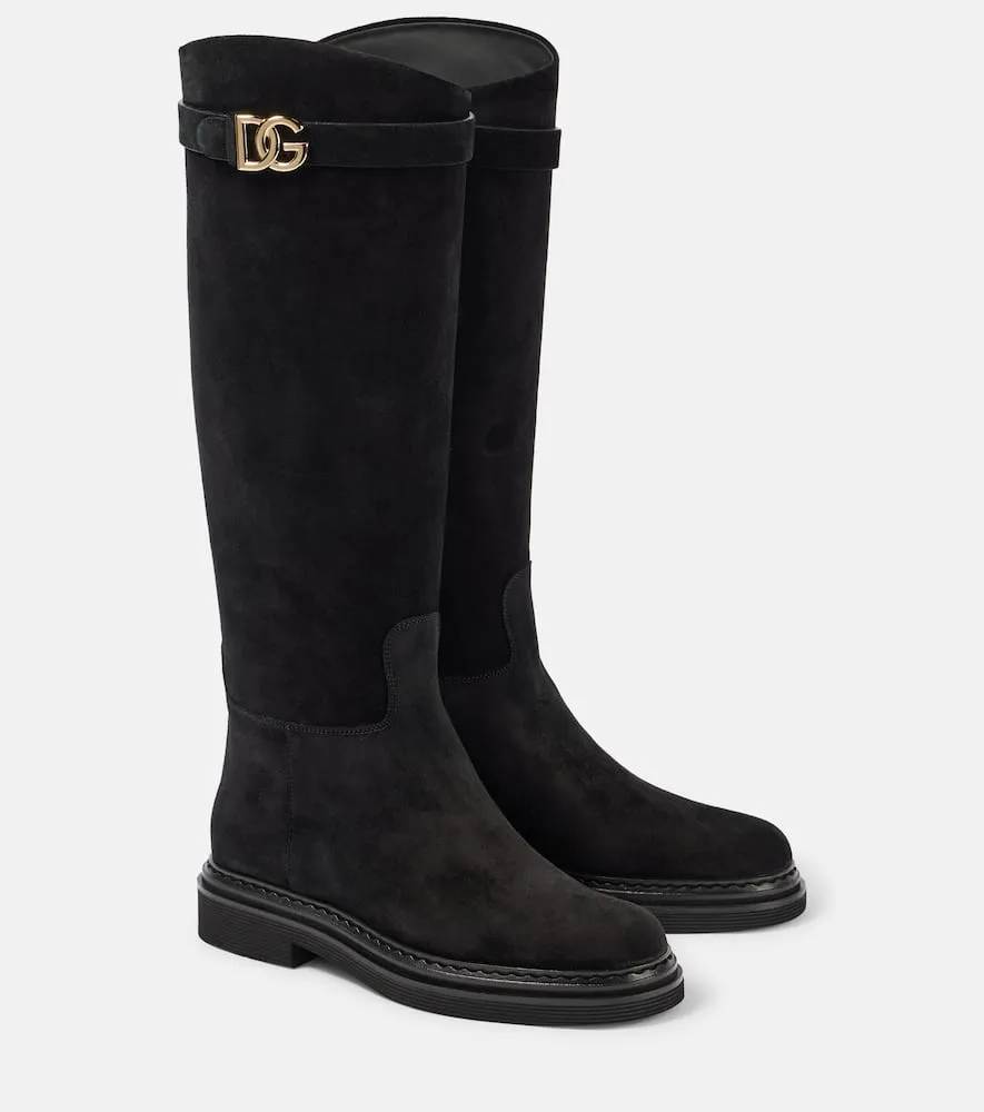 Dolce&Gabbana Logo suede knee-high boots