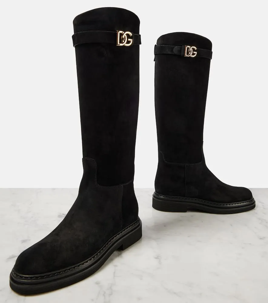Dolce&Gabbana Logo suede knee-high boots