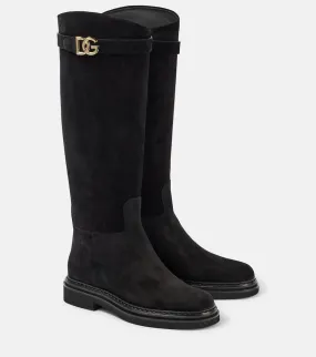 Dolce&Gabbana Logo suede knee-high boots