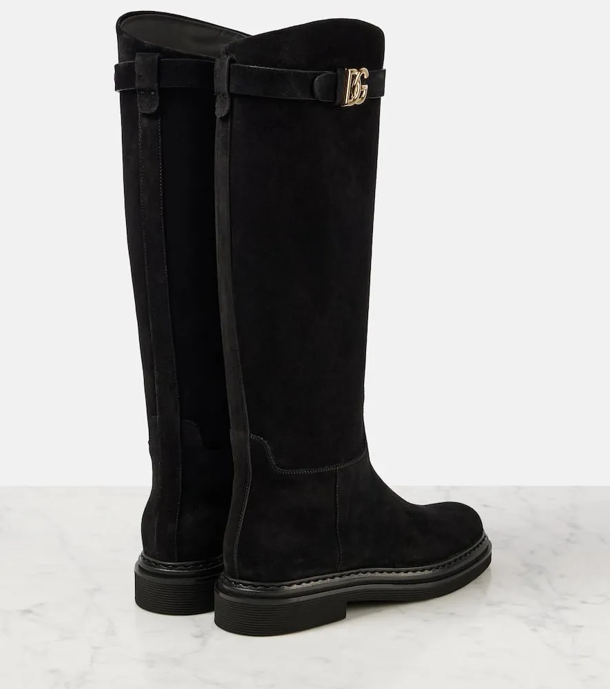 Dolce&Gabbana Logo suede knee-high boots