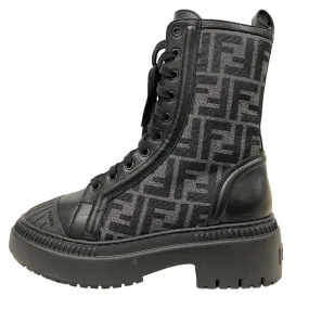 FENDI boots canvas black Short Boots Biker Boots Domino Women 38 Used