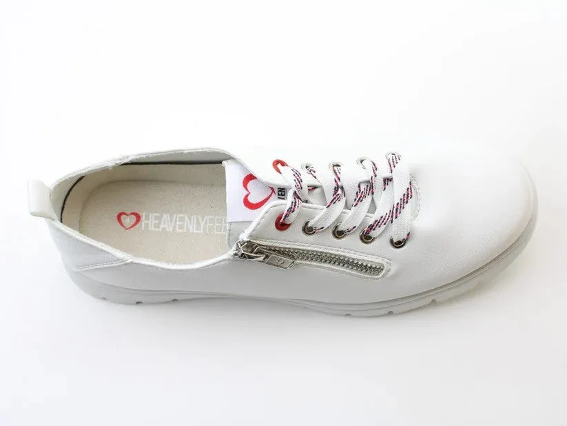 Heavenly Feet Ladies Tulip Memory Foam Comfort Litesole Shoe-WHITE