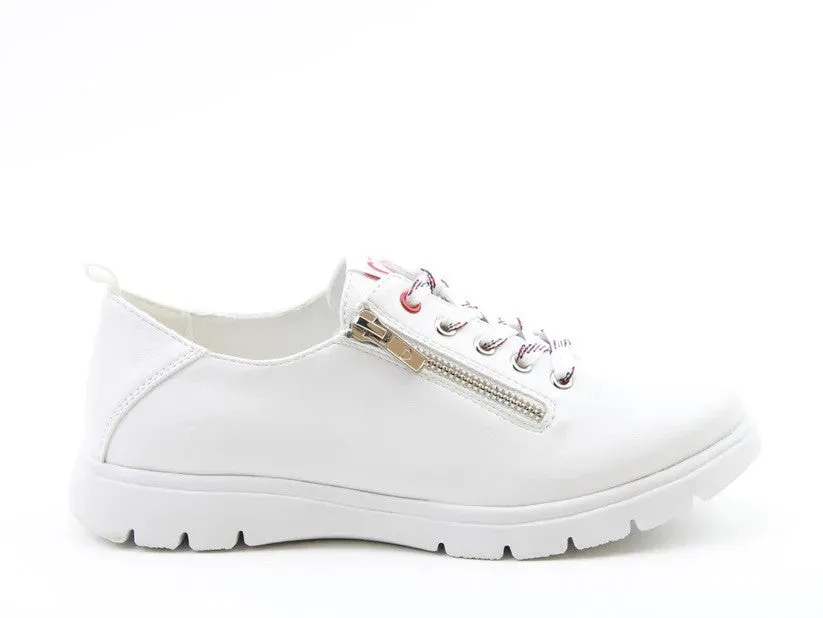 Heavenly Feet Ladies Tulip Memory Foam Comfort Litesole Shoe-WHITE