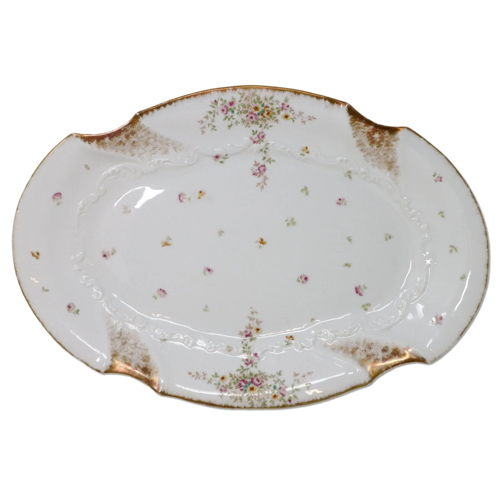 LS & S CM Limoge Lewis Strauss Sons LSS3214 Floral Serving Platter 21x14 1907