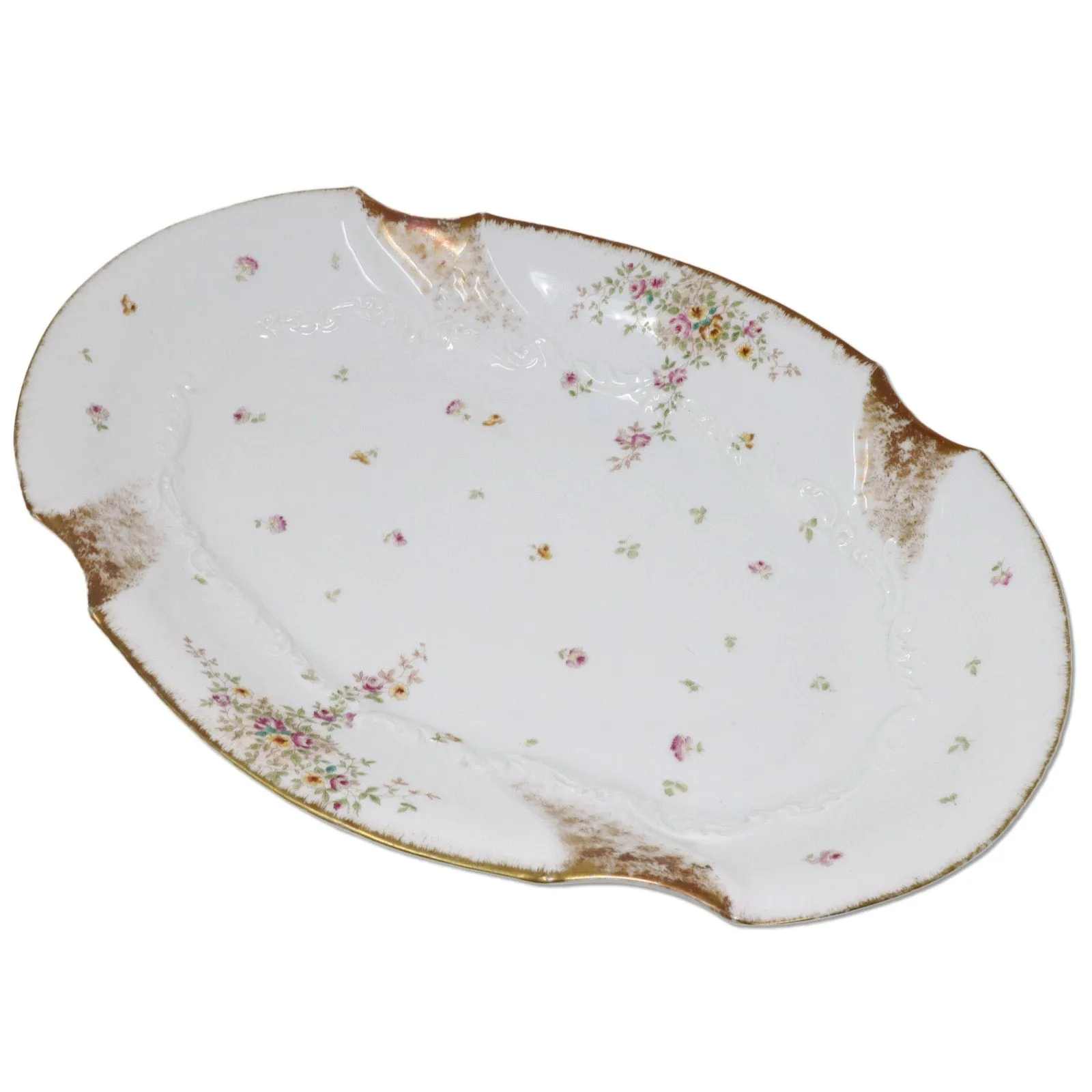 LS & S CM Limoge Lewis Strauss Sons LSS3214 Floral Serving Platter 21x14 1907
