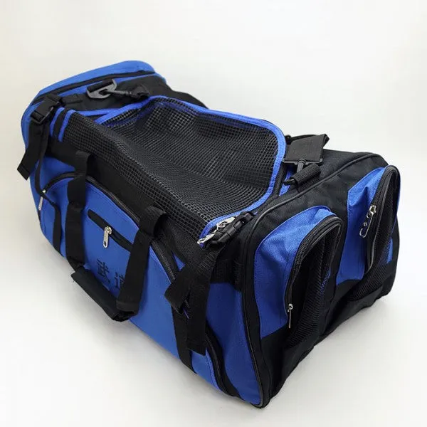 Martial Arts Bag with Mesh Top/pocket 13"x27"x14" (Black, Blue)
