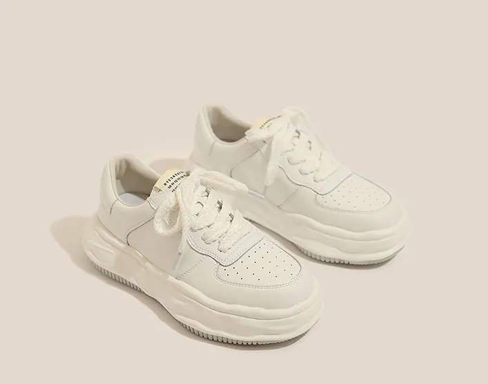 Old Shoes Leather Casual Sports Shoes Women's Wild Thick Soles Increase
