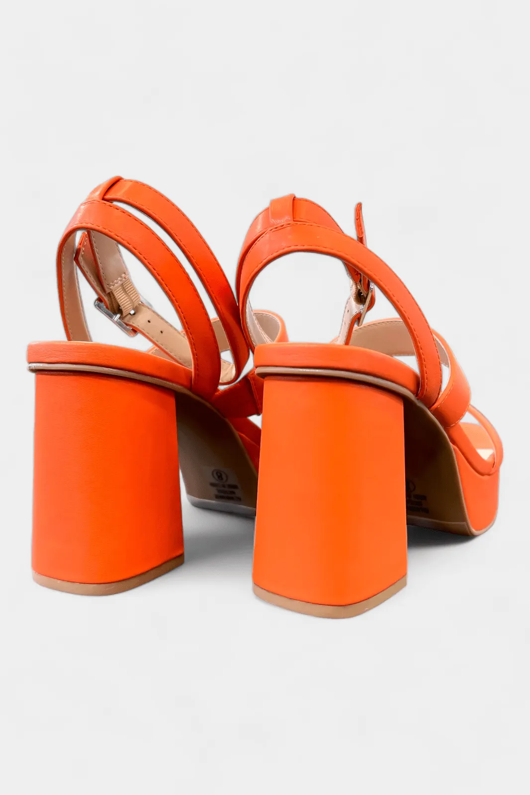 Orange Strappy Block Heels
