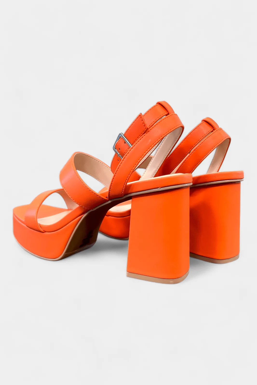 Orange Strappy Block Heels