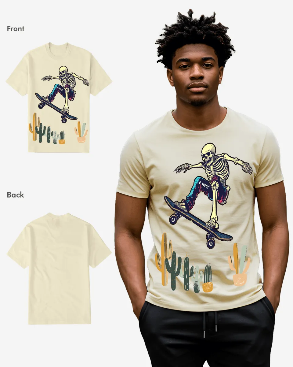 Regular Fit Cactus Skate Front Graphic T Shirt : Gwpbast5055 - 3 Colors