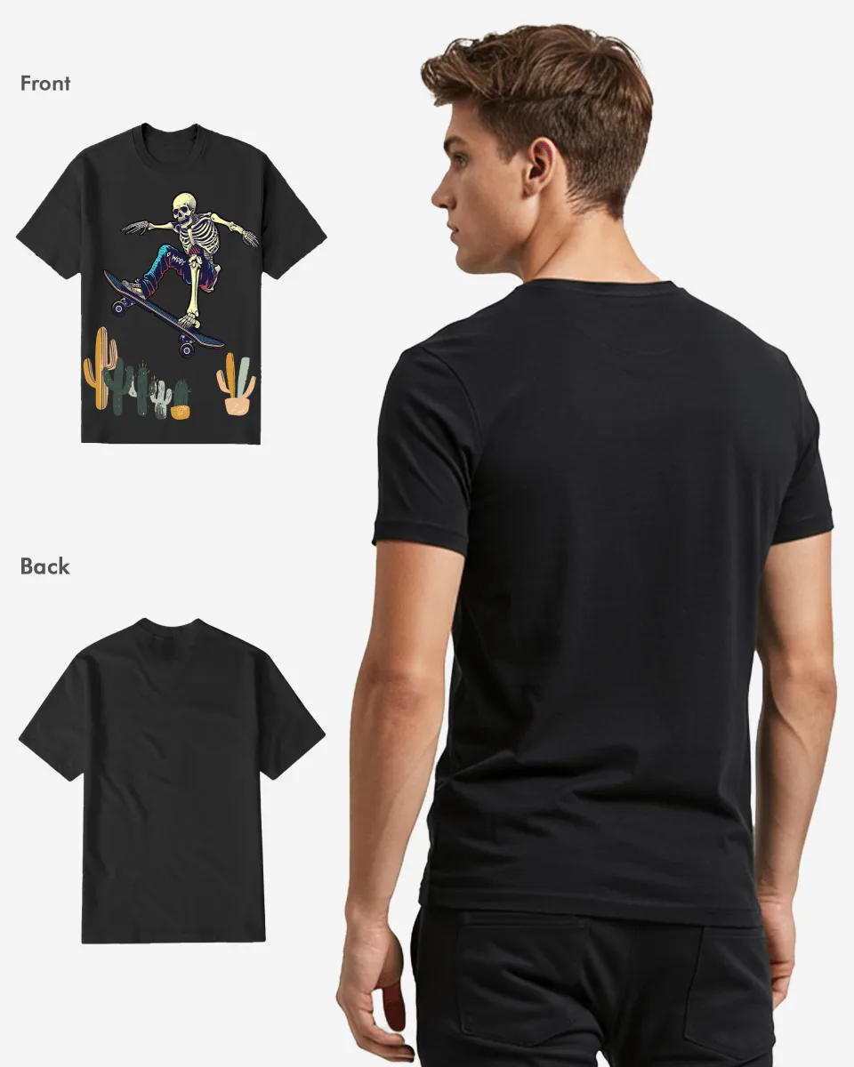 Regular Fit Cactus Skate Front Graphic T Shirt : Gwpbast5055 - 3 Colors