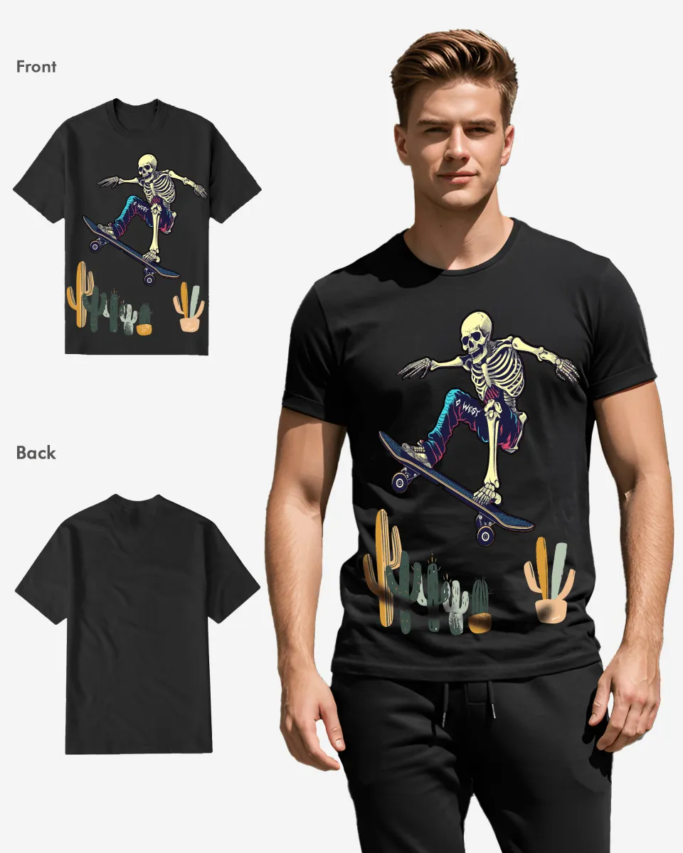 Regular Fit Cactus Skate Front Graphic T Shirt : Gwpbast5055 - 3 Colors