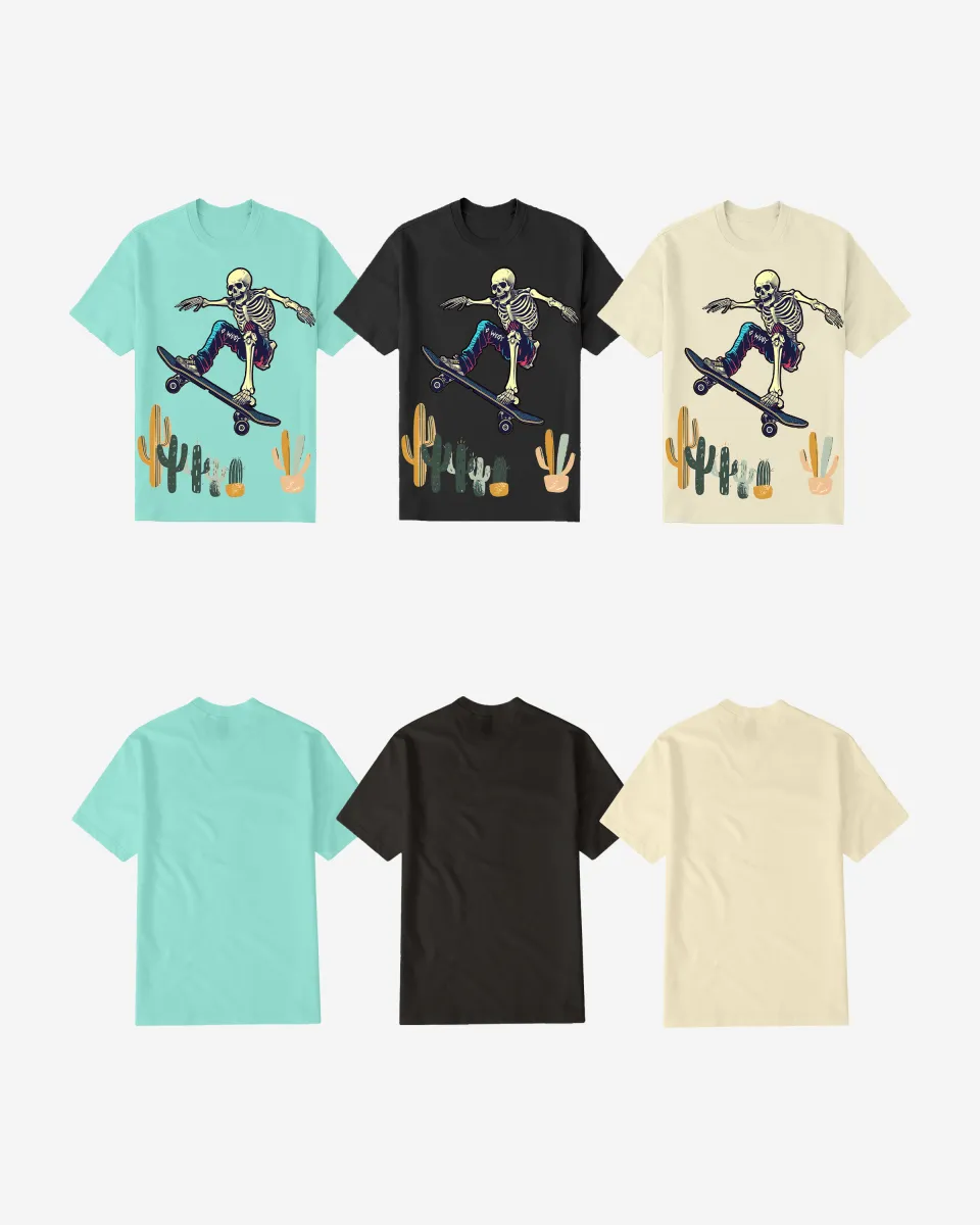 Regular Fit Cactus Skate Front Graphic T Shirt : Gwpbast5055 - 3 Colors