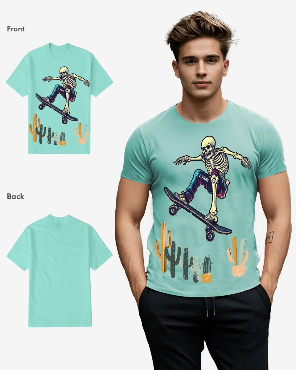 Regular Fit Cactus Skate Front Graphic T Shirt : Gwpbast5055 - 3 Colors