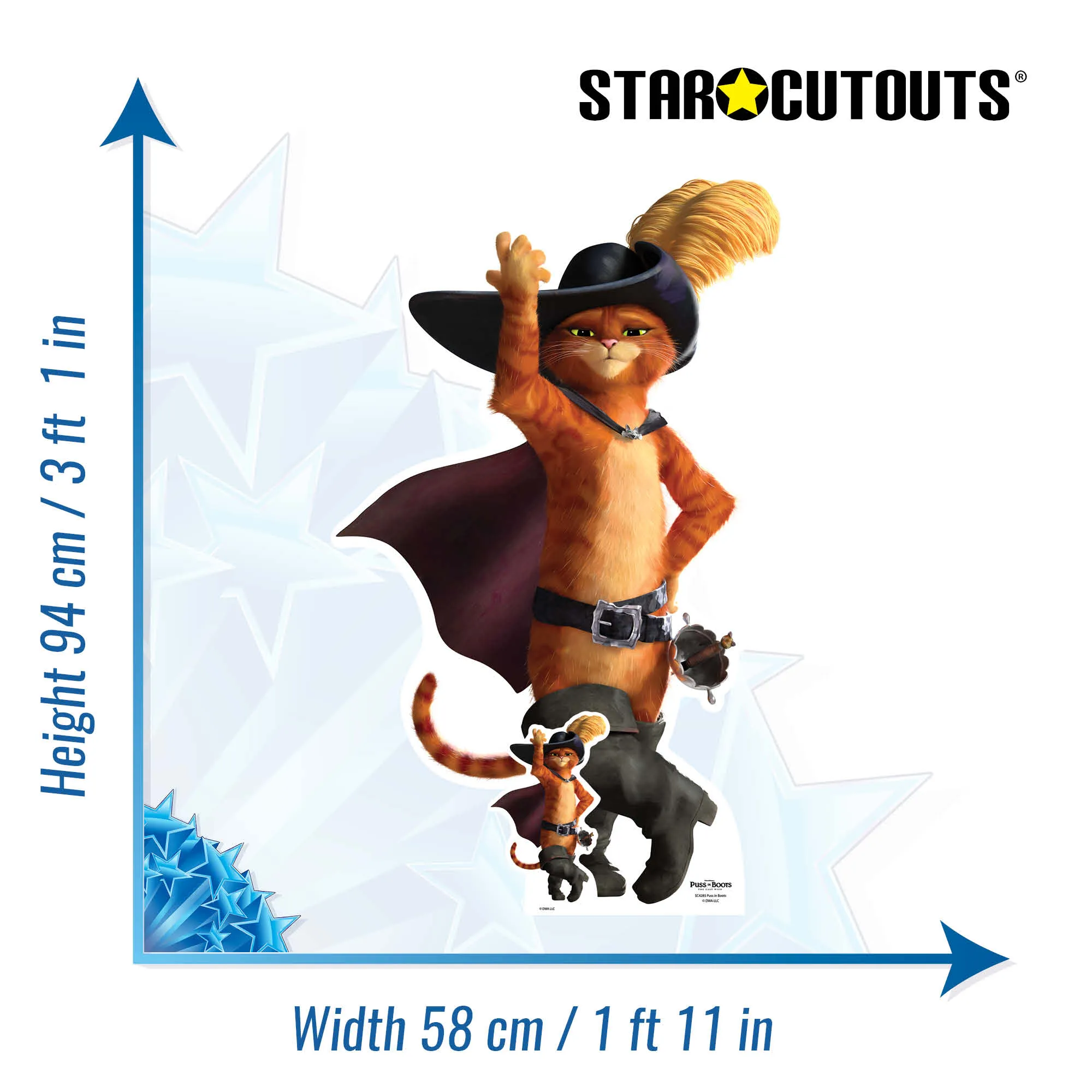 SC4285 Puss In Boots pose OlE Star Mini Cardboard Cutout With Mini