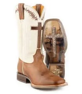 Tin Haul Men's Show Of Faith Cross Inlay Square Toe Boot