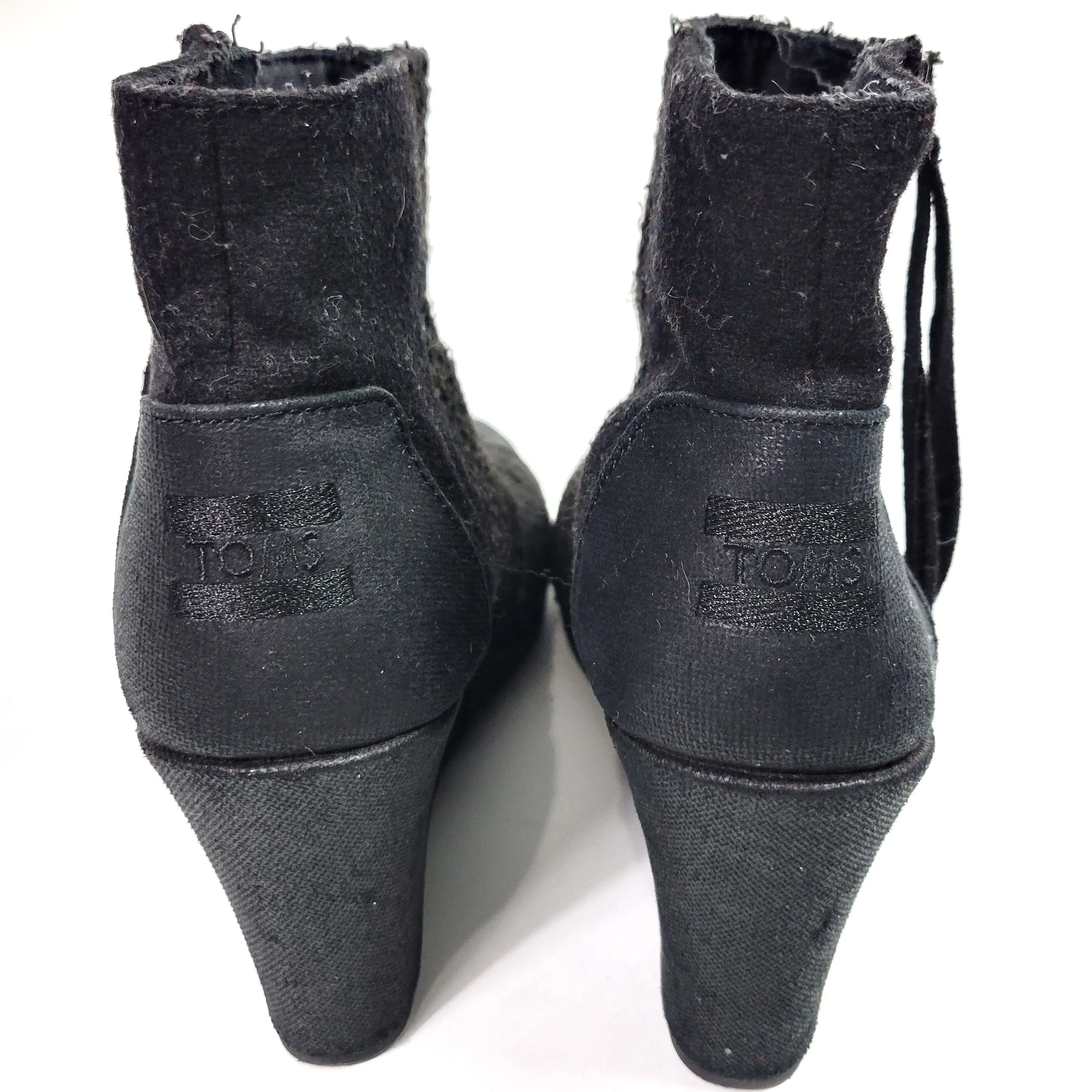 Toms Desert Wedge Boucle Booties Size 9