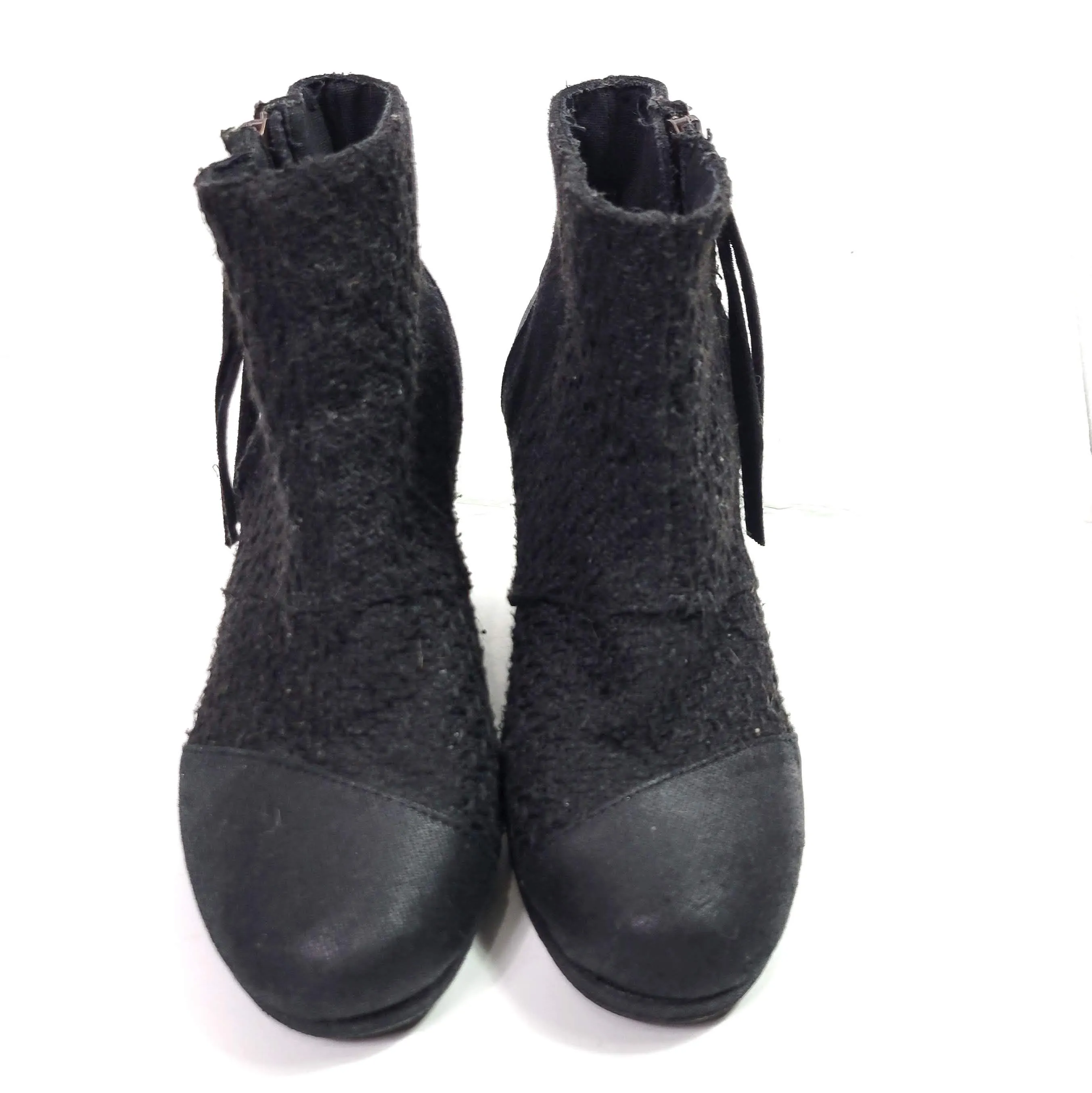Toms Desert Wedge Boucle Booties Size 9