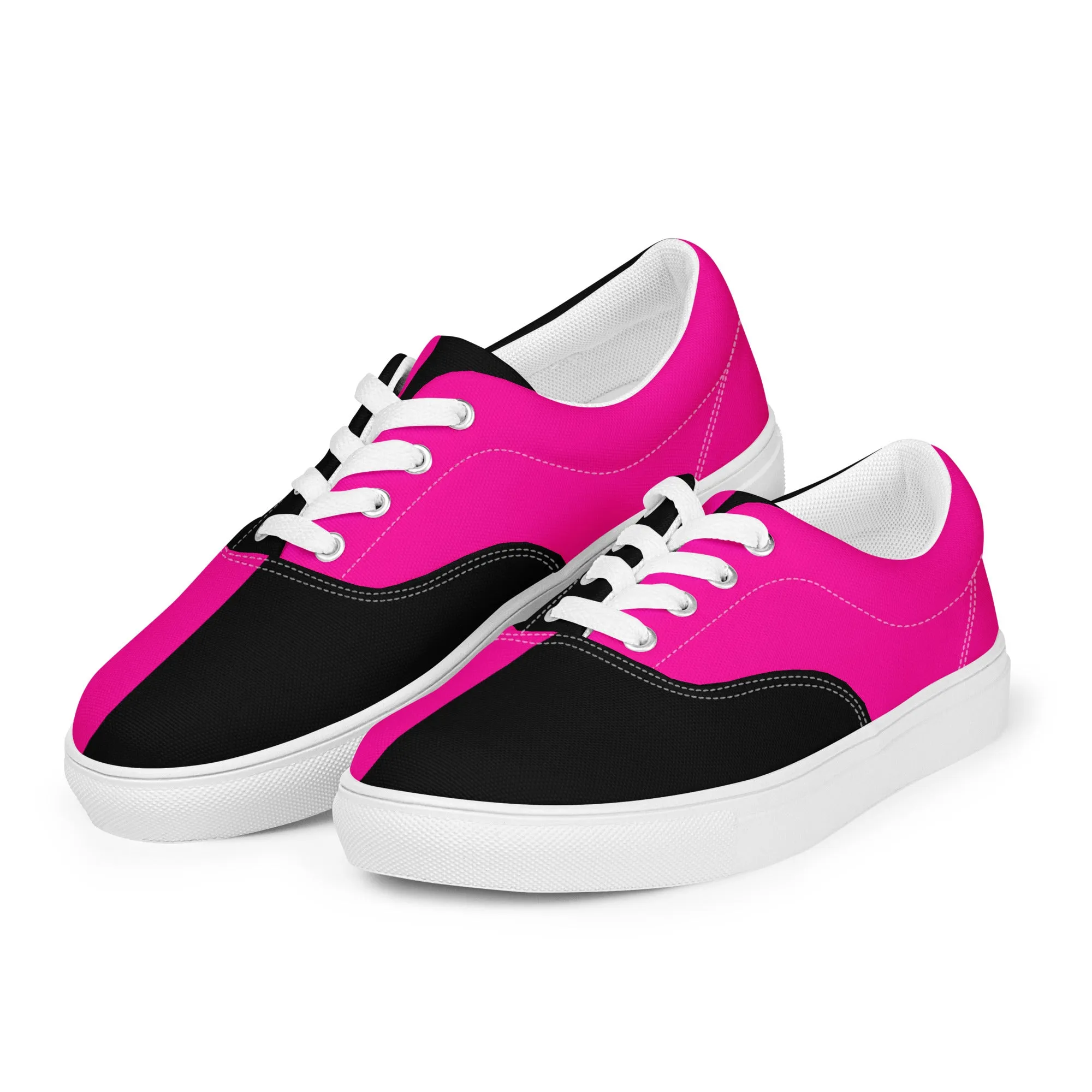 Women’s lace-up canvas shoes Neon Pink