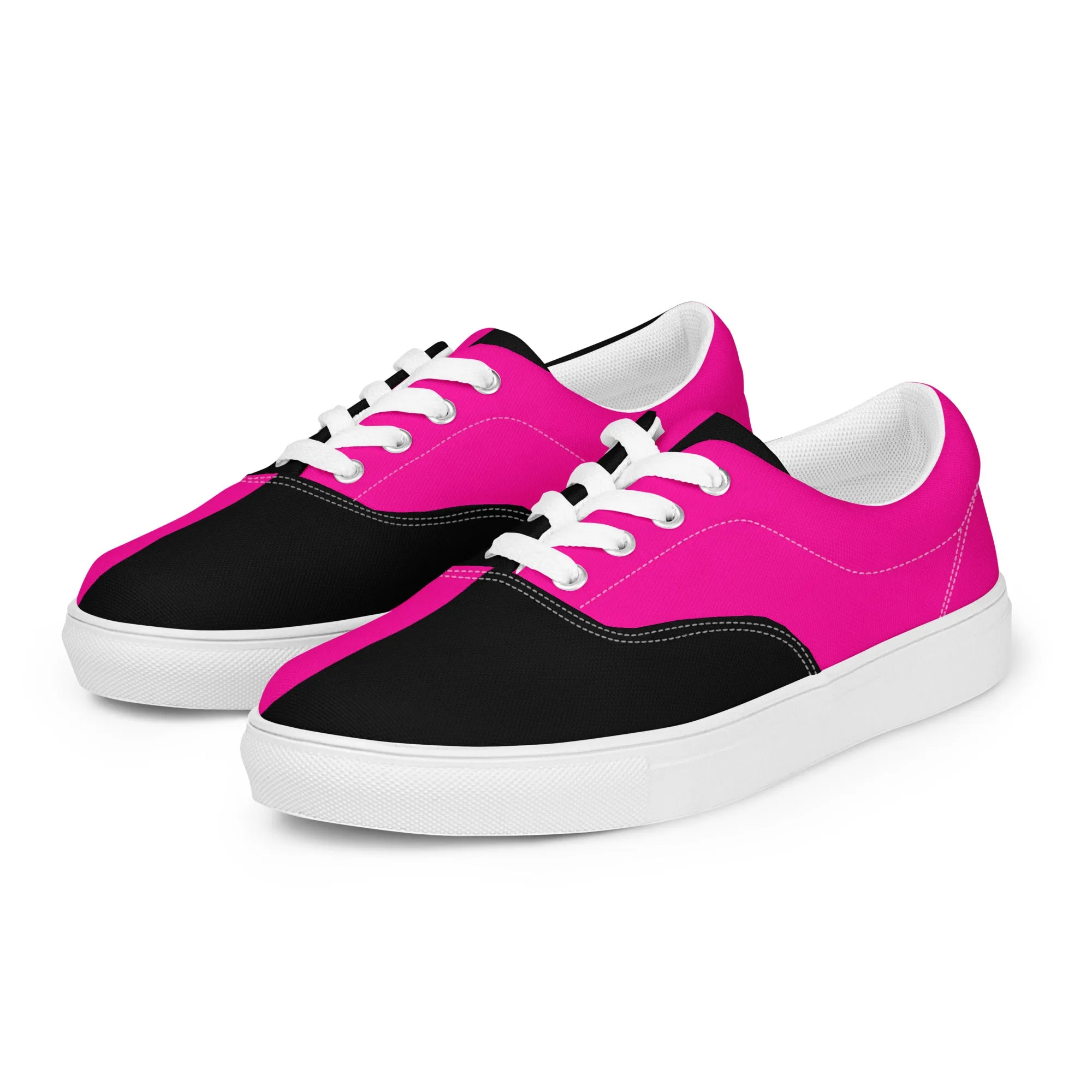 Women’s lace-up canvas shoes Neon Pink