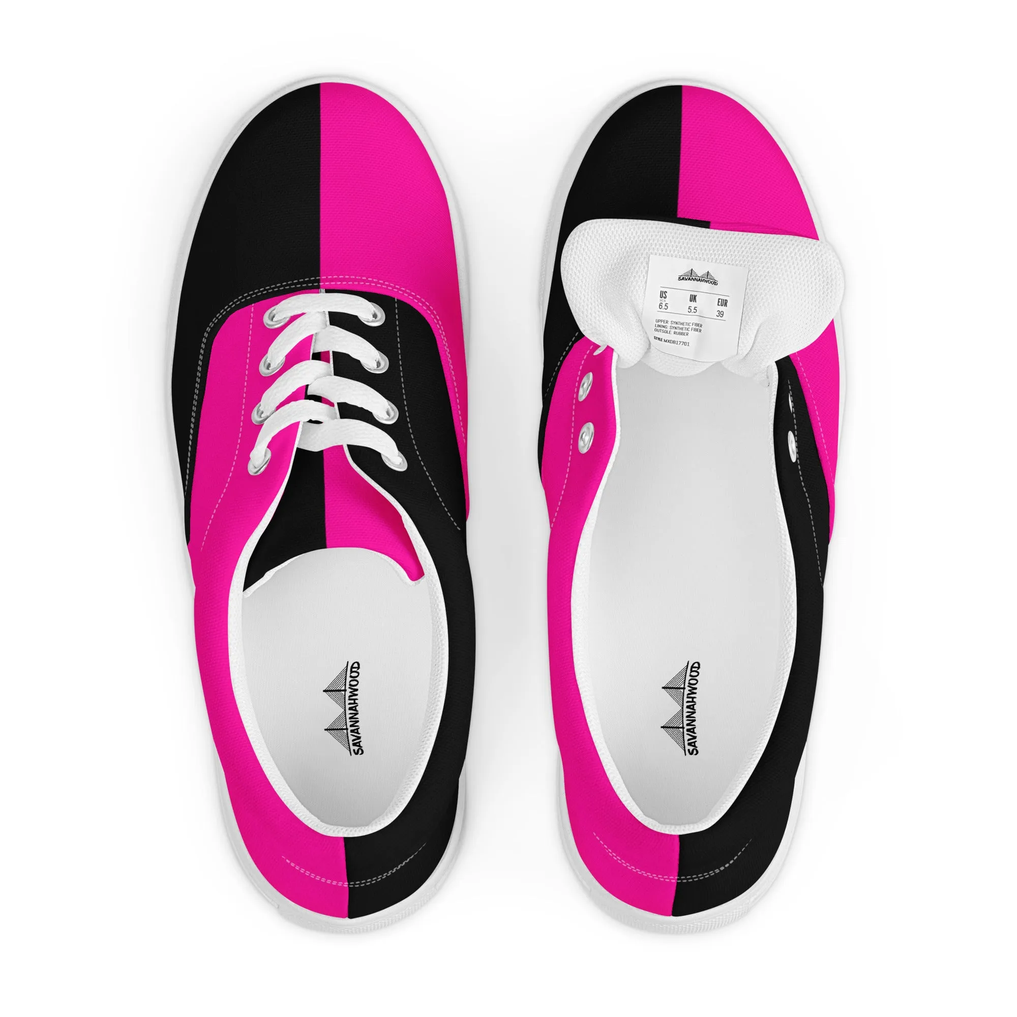 Women’s lace-up canvas shoes Neon Pink